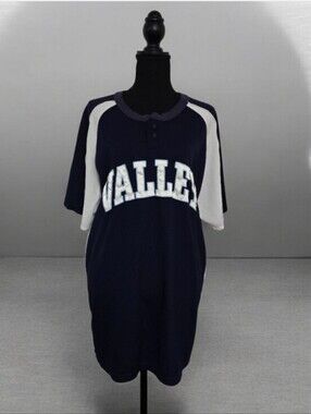 Navy and White 'Valley' Short Sleeve  Baseball -style